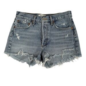 Agolde Parker Vintage Cut Off Shorts 26 Swapmeet Blue Denim Jean Button Fly High